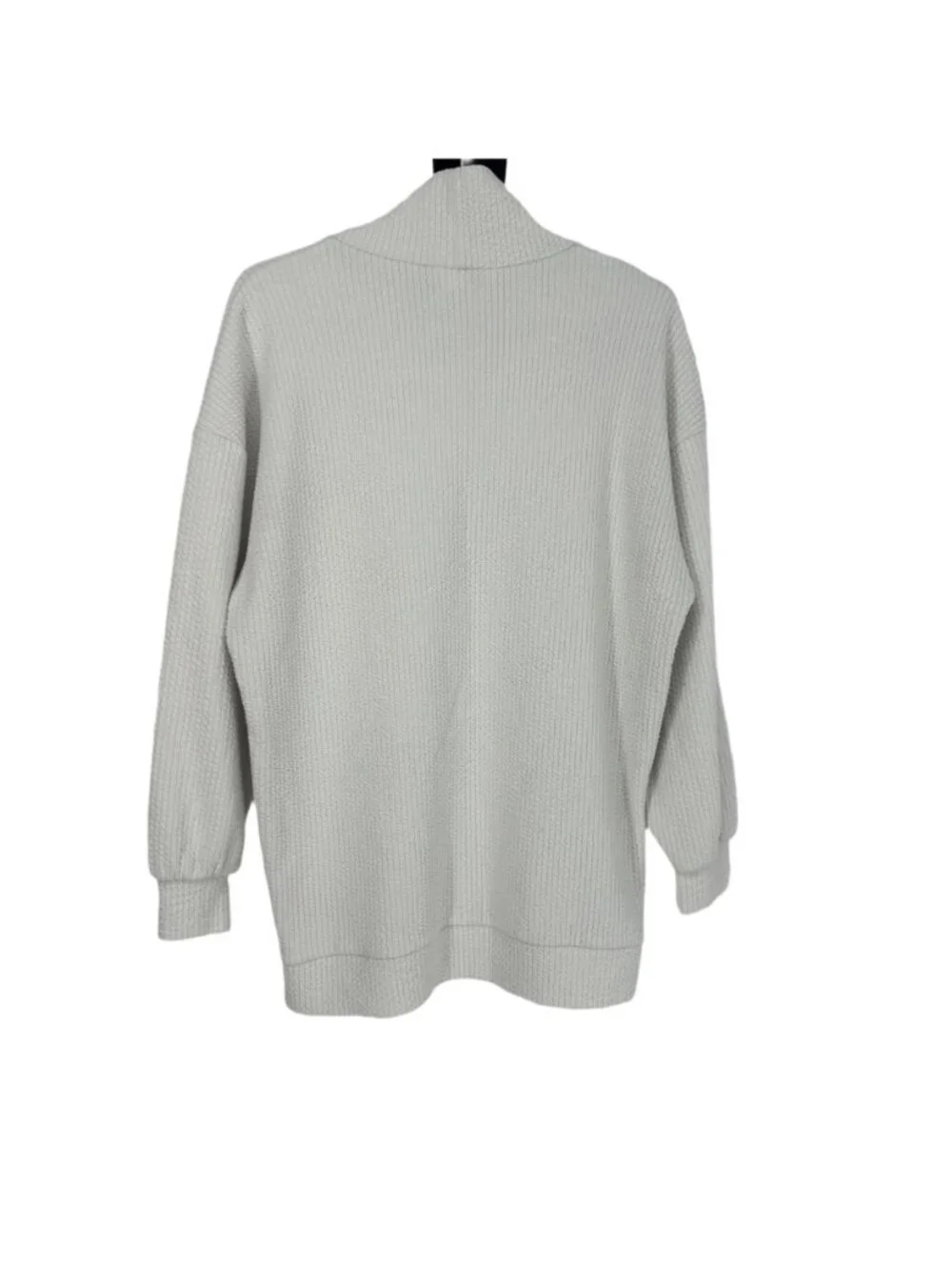 New Balance Pullover Unisex Medium Off White Waffle Knit Funnel Neck Sweatshirt